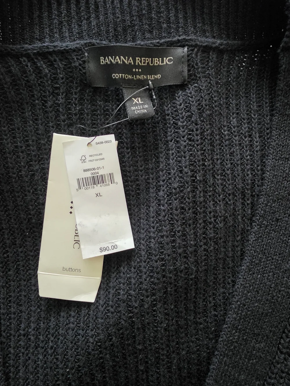 Banana Republic Black V-Neck Button Cardigan